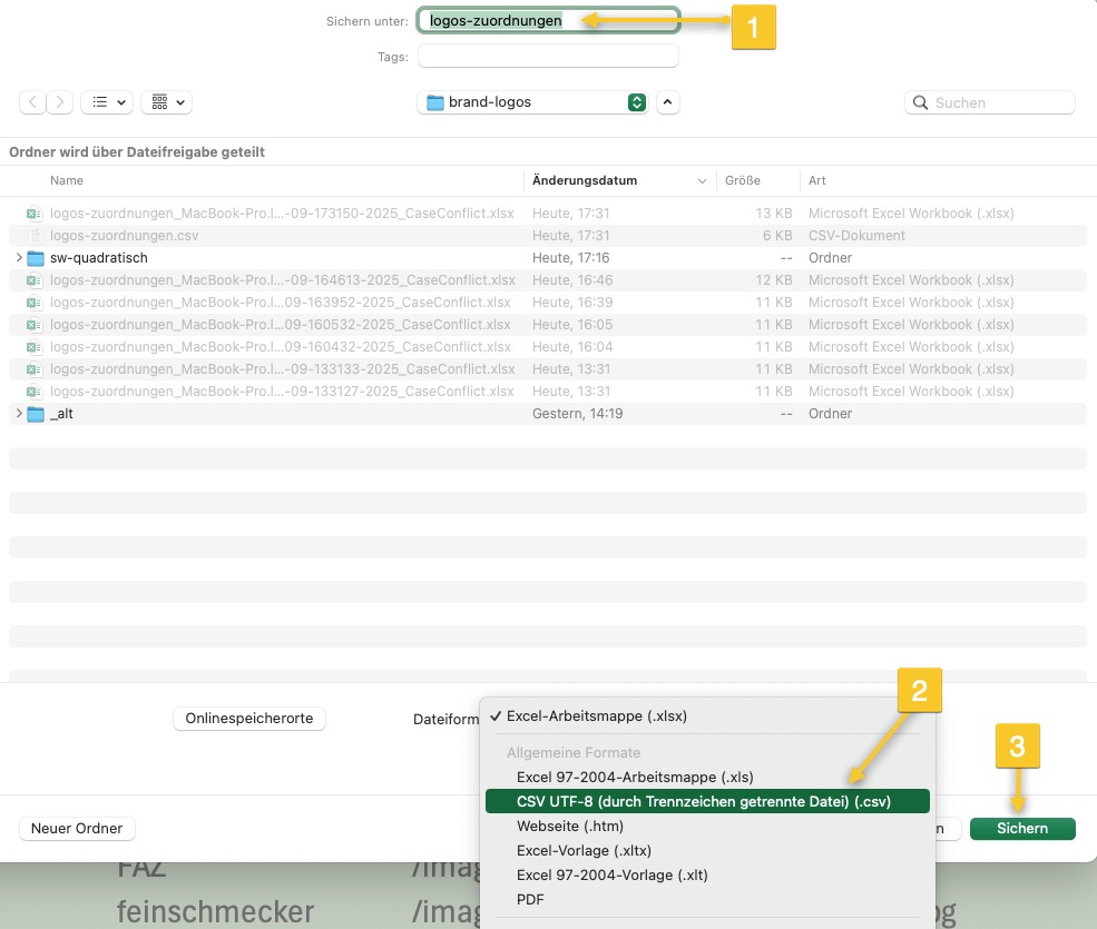 excel csv export
